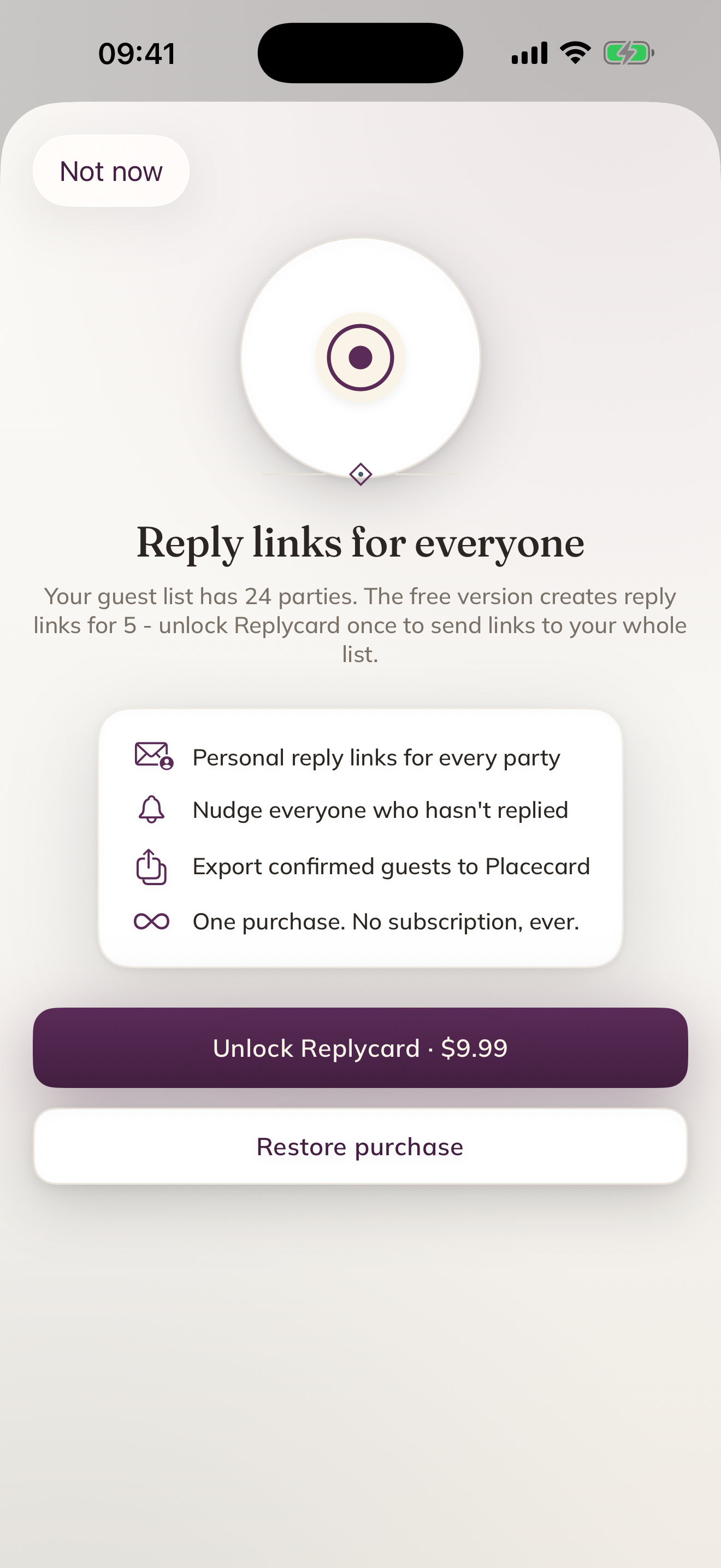 Replycard unlock screen